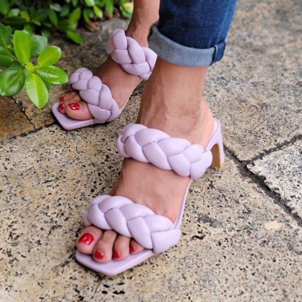 Women's Orchid Double Braided Square Toe Mule Low Heel Sandal - Picture 6 of 6